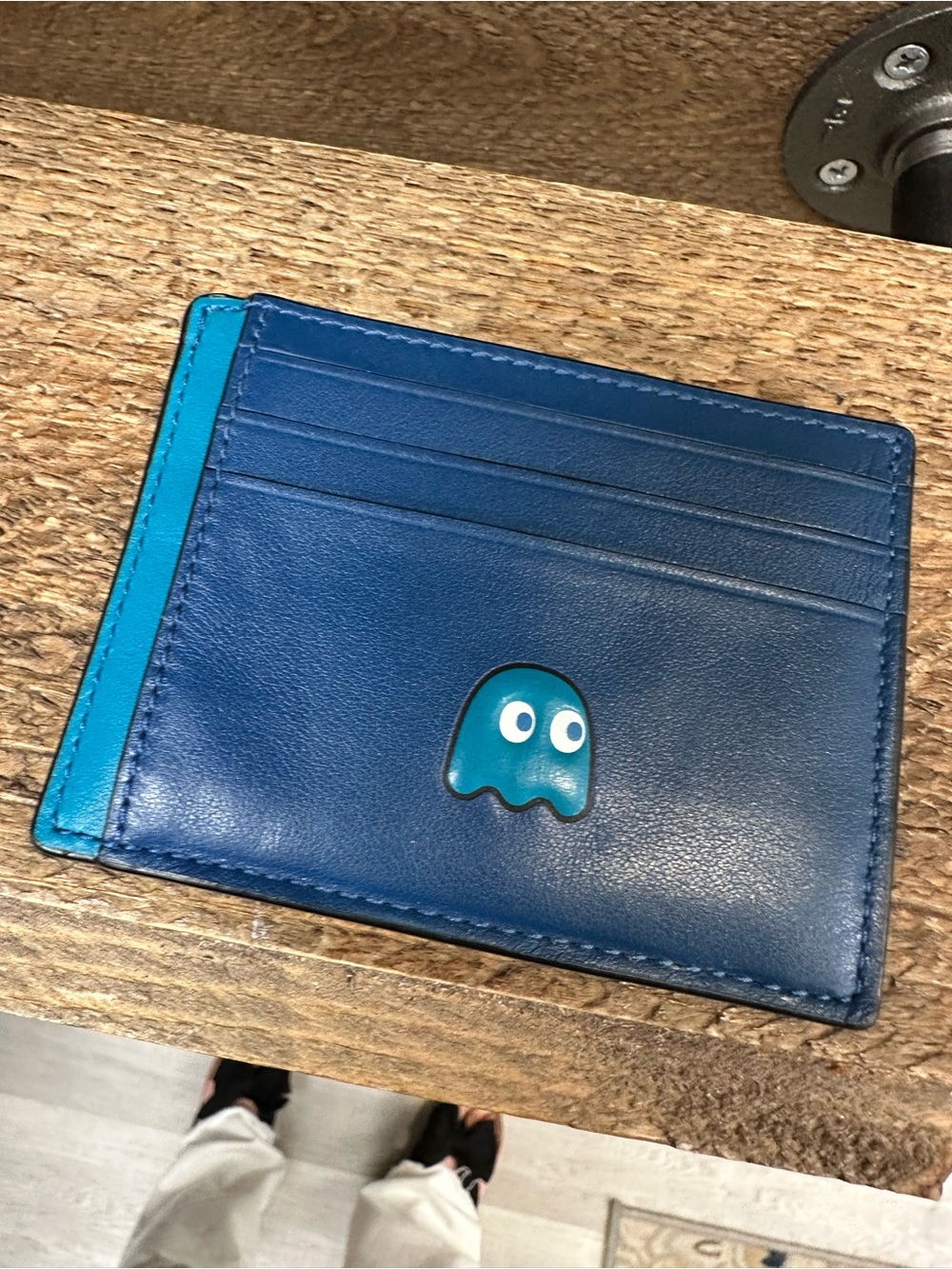Coach x Pac-Man Limited Edition Leather Ghost Card Case Wallet Blue - Picture 5 of 7